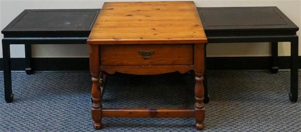 PINE SINGLE-DRAWER SIDE TABLE AND