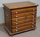 PINE SIX-DRAWER SPOOL CHEST, H