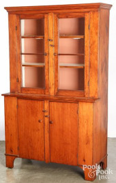 PINE STEP BACK CUPBOARD, 19TH