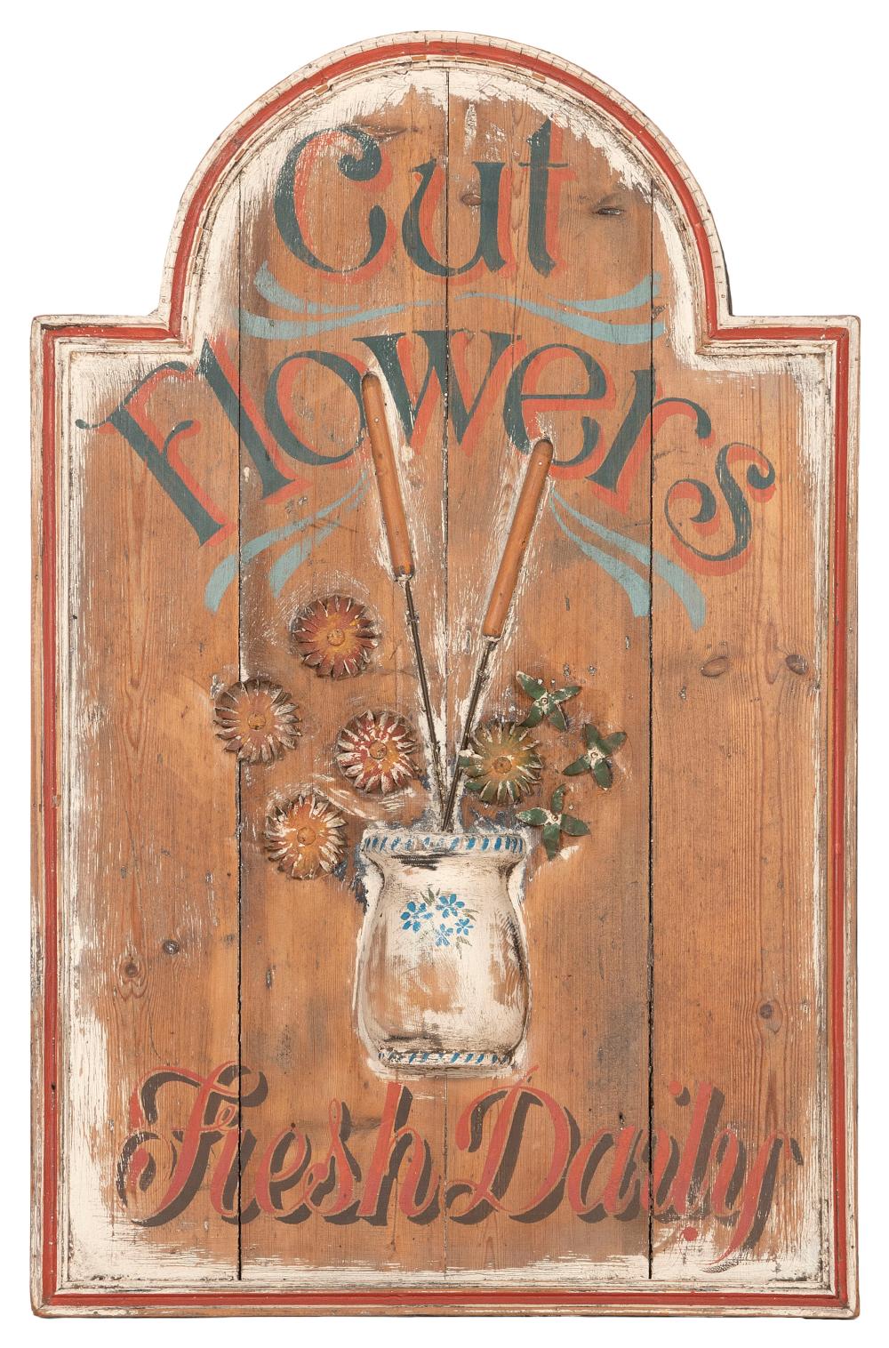 PINE TRADE SIGN "CUT FLOWERS