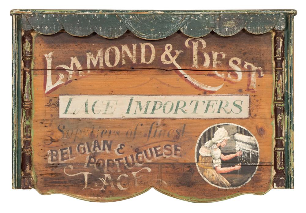 PINE TRADE SIGN "LAMOND & BEST LACE