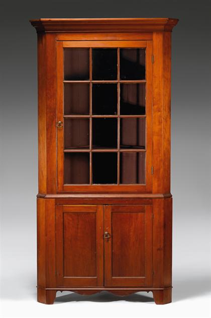 Pine two-part corner cabinet   