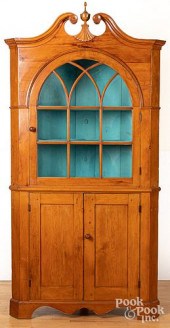 PINE TWO-PART CORNER CUPBOARD,