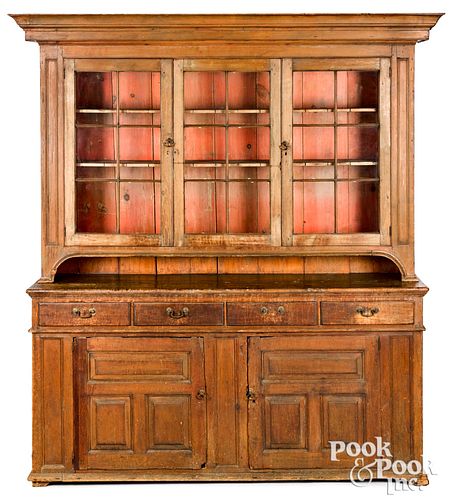 PINE TWO-PART DUTCH CUPBOARD,
