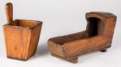 PINE WALL BOX, 19TH C., AND A