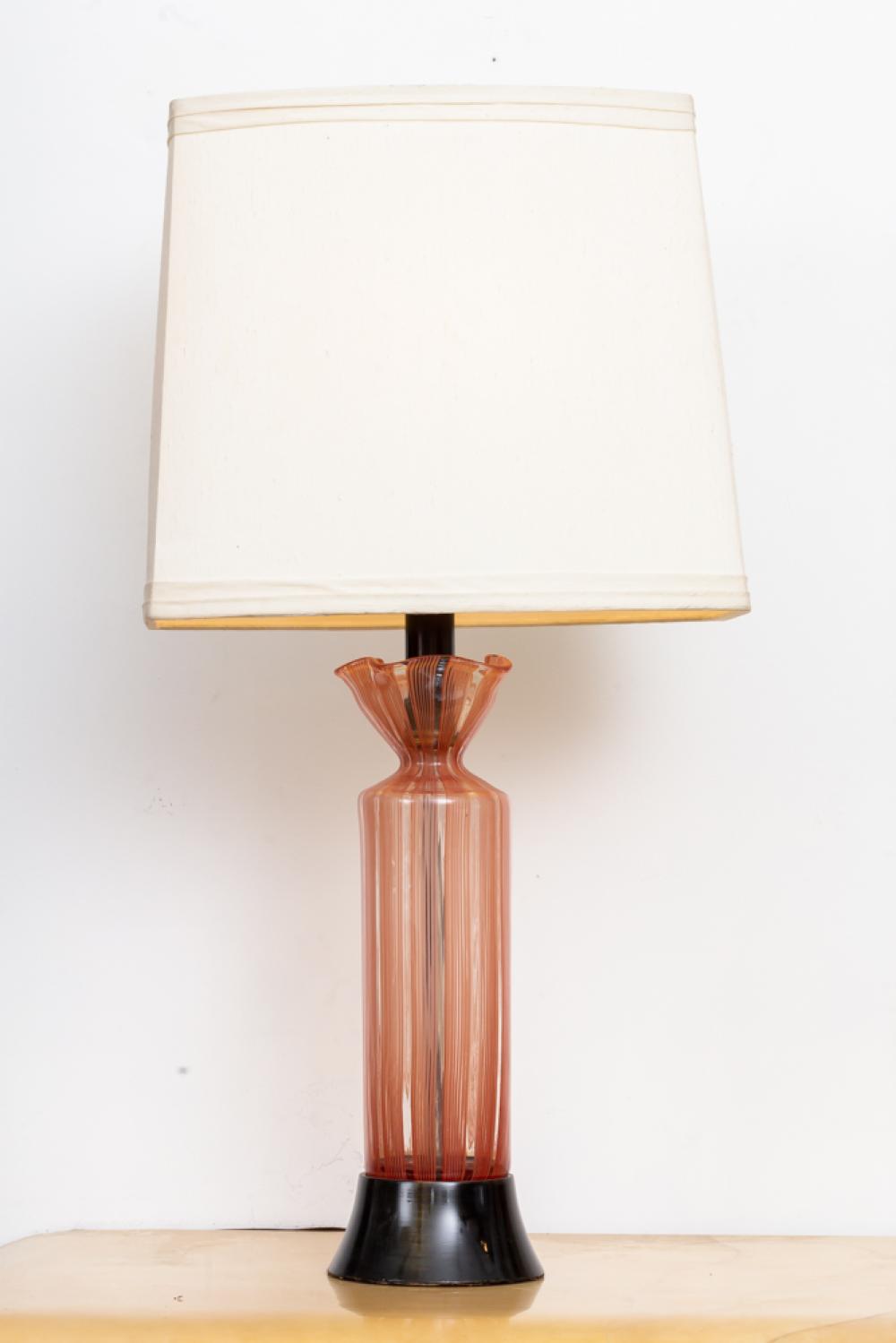 PINK AND CLEAR MURANO GLASS TABLE