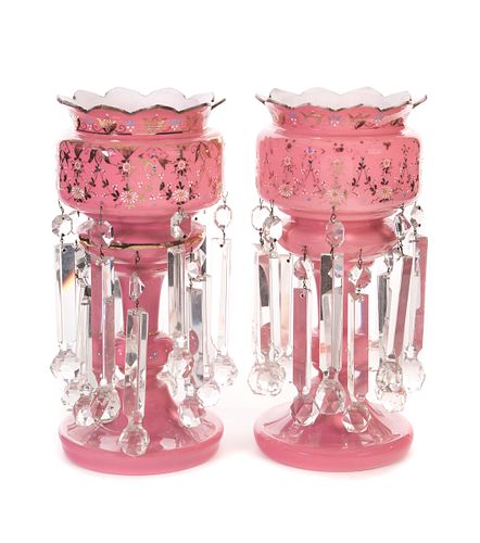 PINK CASED GLASS VICTORIAN MANTLE