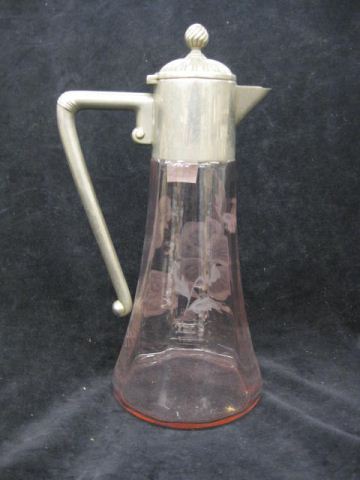 Pink Etched Crystal Claret Jug