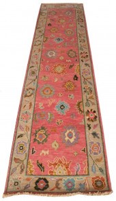 PINK FLORAL RUNNER RUG, 9' L X