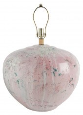 PINK GLAZED CERAMIC TABLE LAMP
