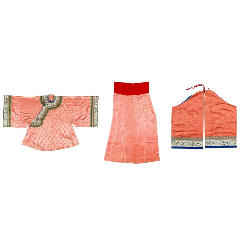 PINK GROUND SILK EMBROIDERED LADY'S