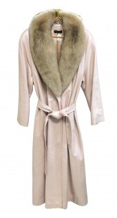 PINK LEATHER COAT WITH DETACHA