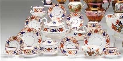 Pink lustre blue and rust decorated