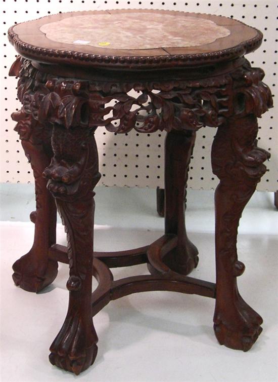 Pink marble inset Oriental stand