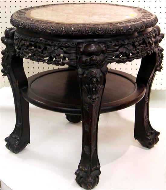 Pink marble inset Oriental stand