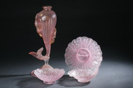 PINK MURANO GLASS FISH-FORM VASE