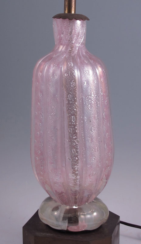 PINK MURANO GLASS LAMP: Fluted pink