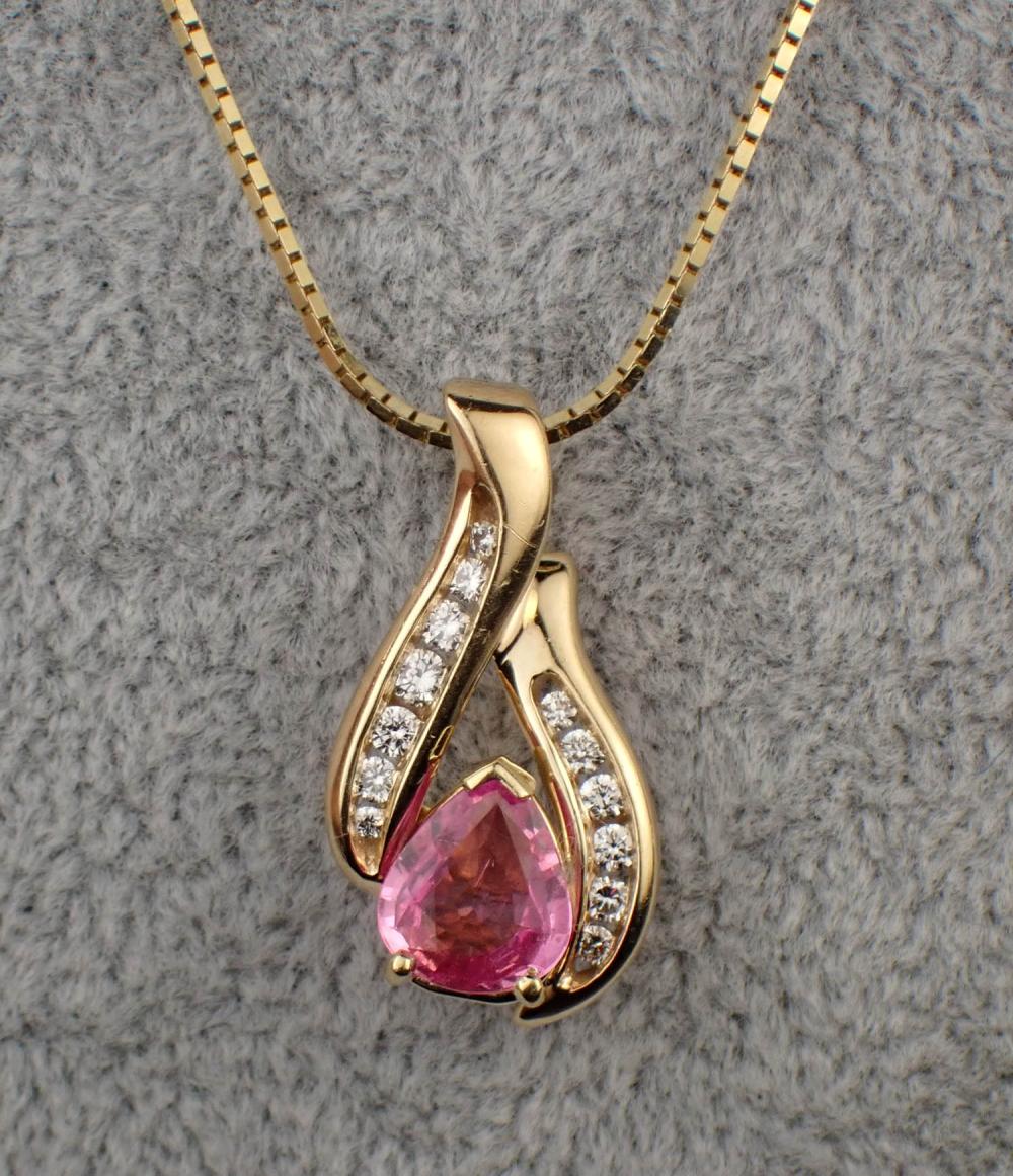 PINK SAPPHIRE AND DIAMOND PENDANT