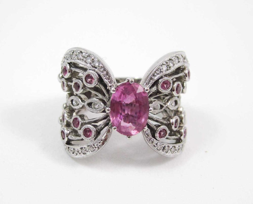 PINK SAPPHIRE, DIAMOND AND WHITE