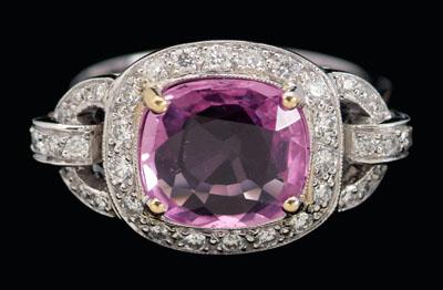 Pink sapphire, diamond ring,