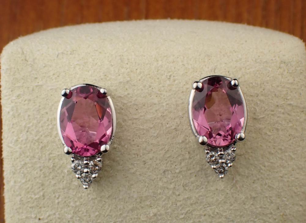 PINK TOURMALINE AND DIAMOND EAR