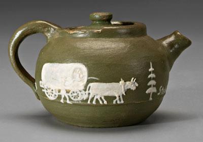 Pisgah Forest cameo pottery teapot,