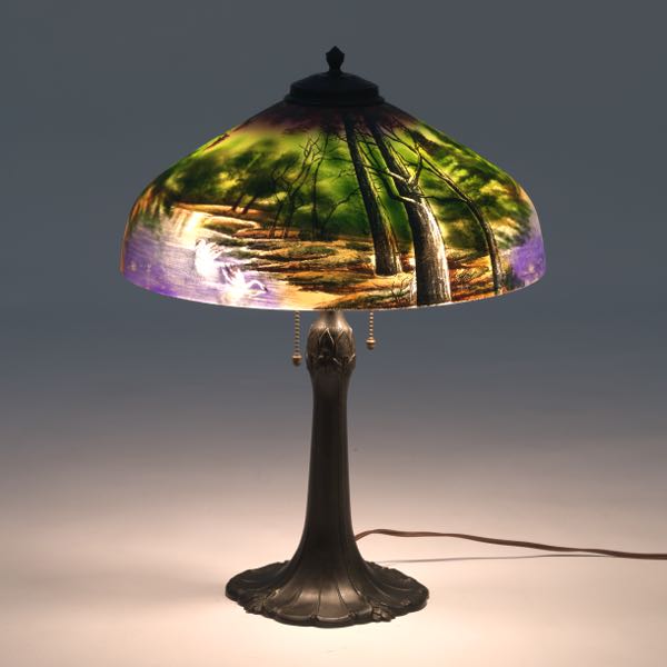 PITTSBURGH LAMP CO SWAN SHADE ART