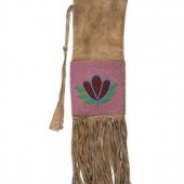 Plains Cree Beaded Hide Tobacc