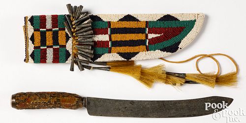 PLAINS INDIAN BEADED KNIFE