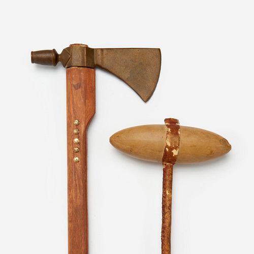 PLAINS INDIAN WAR CLUB & PIPE