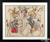 PLAINS INDIAN WATERCOLOR AND C