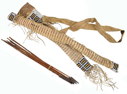 PLAINS QUILLED BEADED HIDE BOW CASE