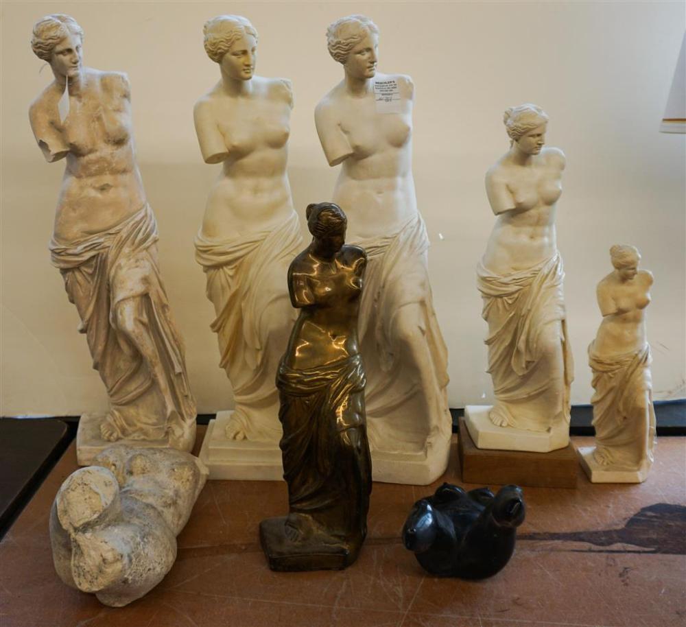 PLASTER AND BRASS STATUES OF