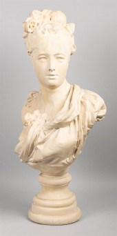 PLASTER BUST OF A YOUNG WOMAN,