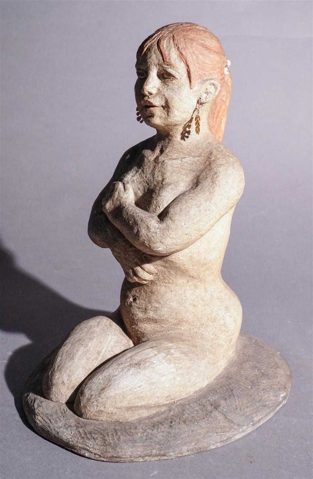 PLASTER FIGURE OF A KNEELING WOMAN,