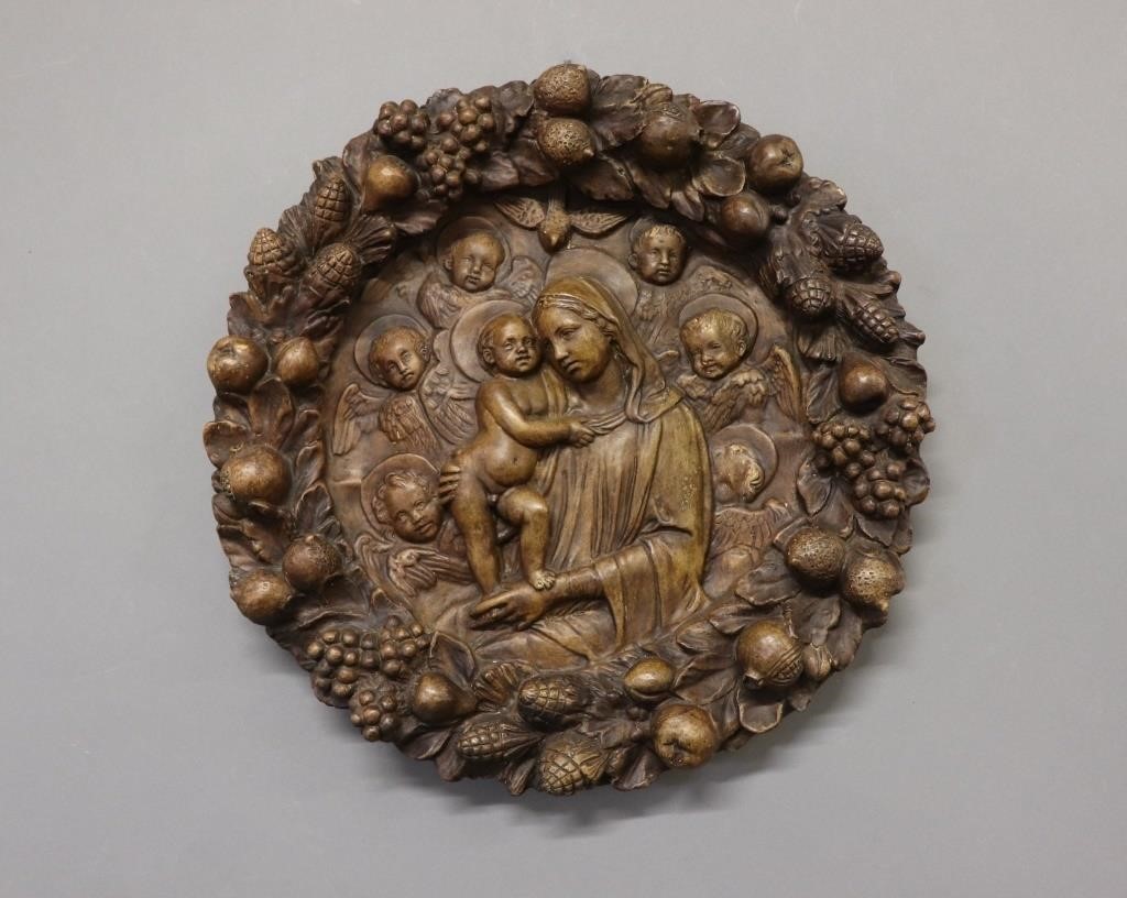 Plaster molded Della Robbia