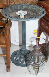 PLASTIC BIRD BATH; OUTDOOR LIG