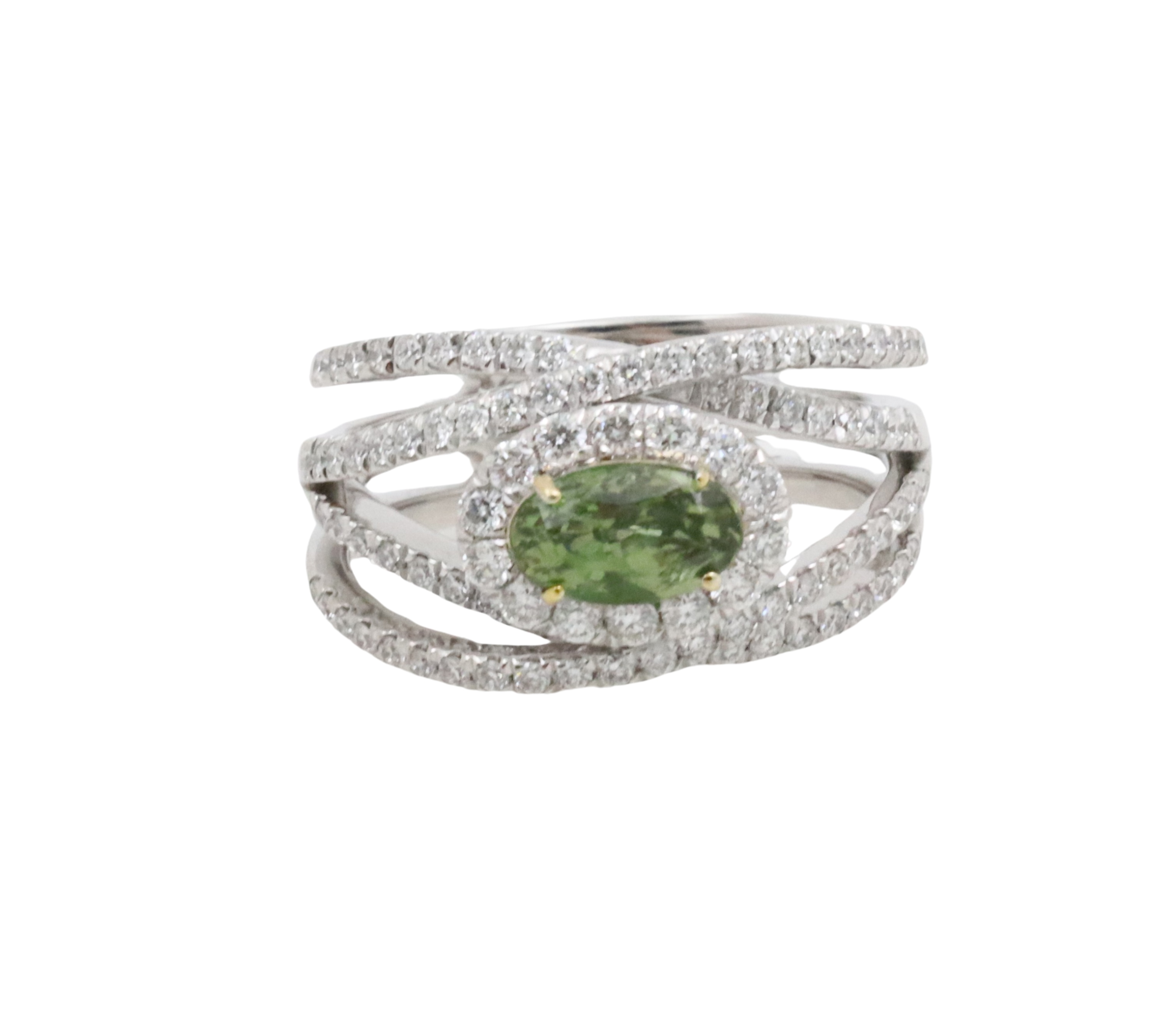 PLAT. ALEXANDRITE & DIA. RING W/GIA