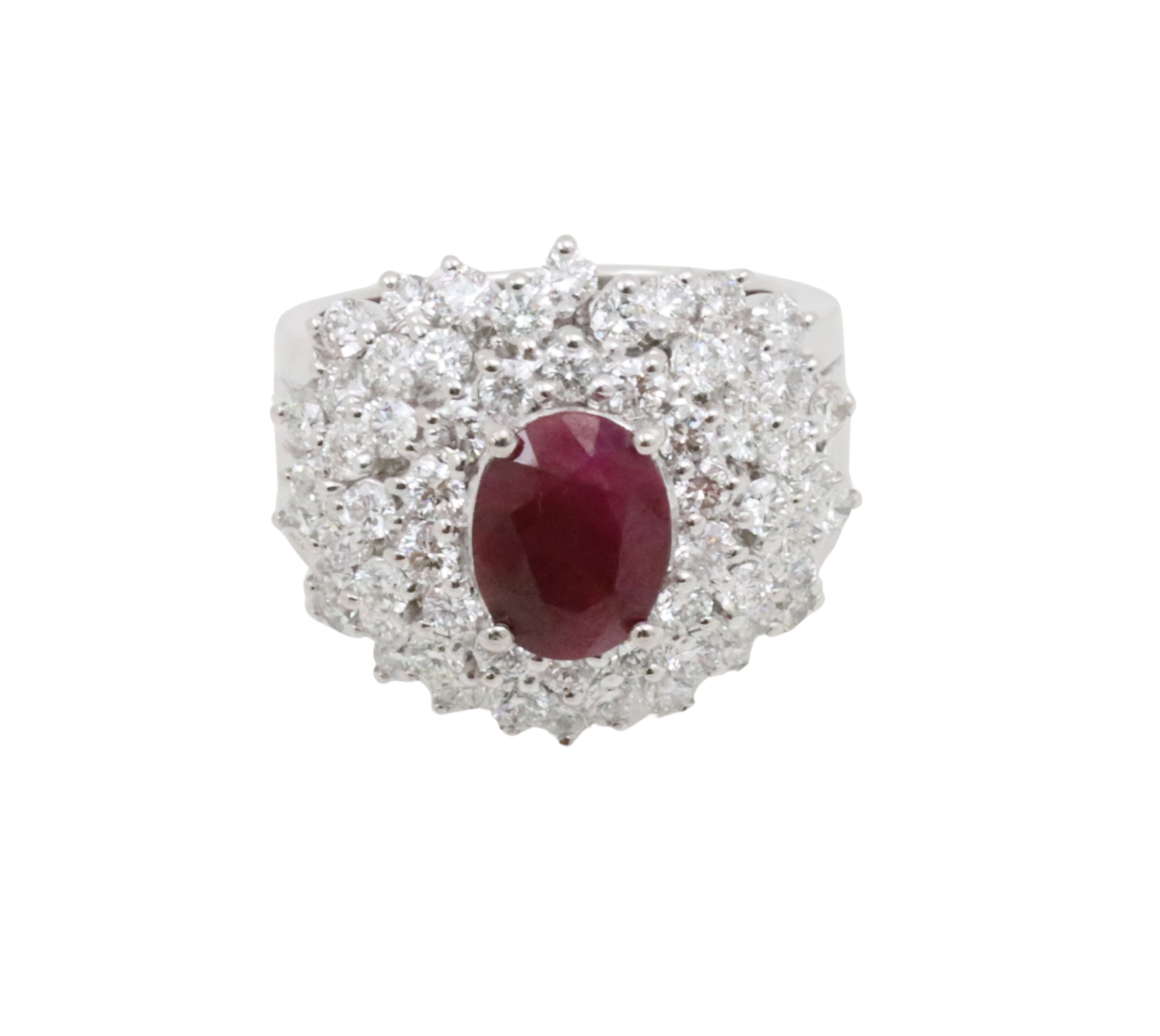 PLAT. BURMESE RUBY & DIA. RING