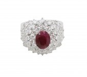 PLAT. BURMESE RUBY & DIA. RING