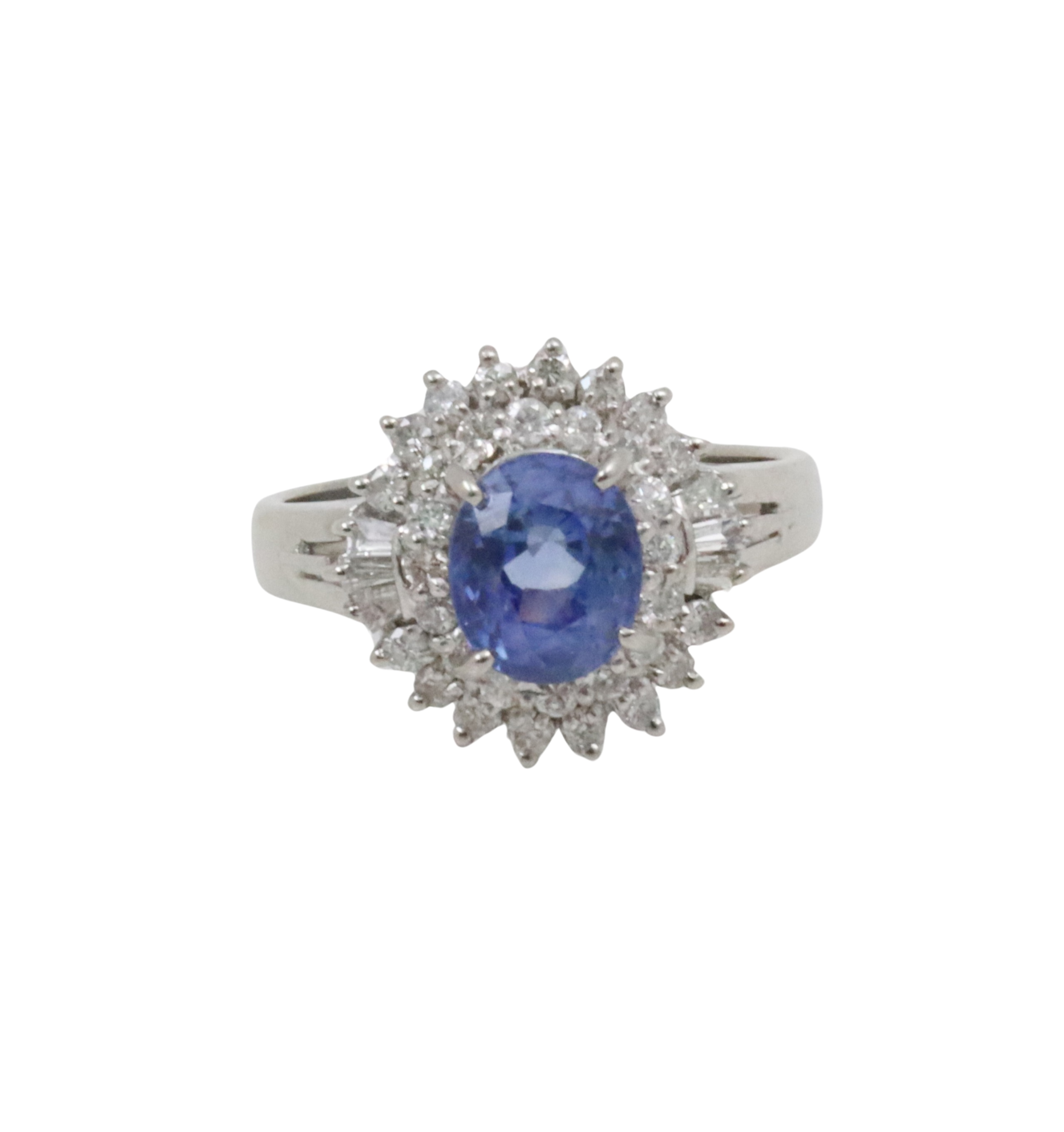PLAT. CEYLON SAPPHIRE & DIA. RING