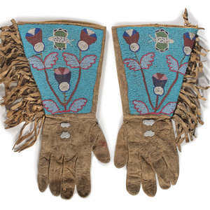 Plateau Beaded Hide Gauntlets, with