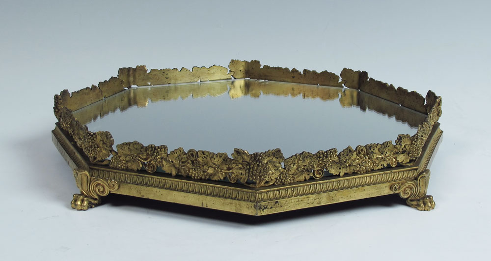 PLATEAU MIRROR: Gilt metal