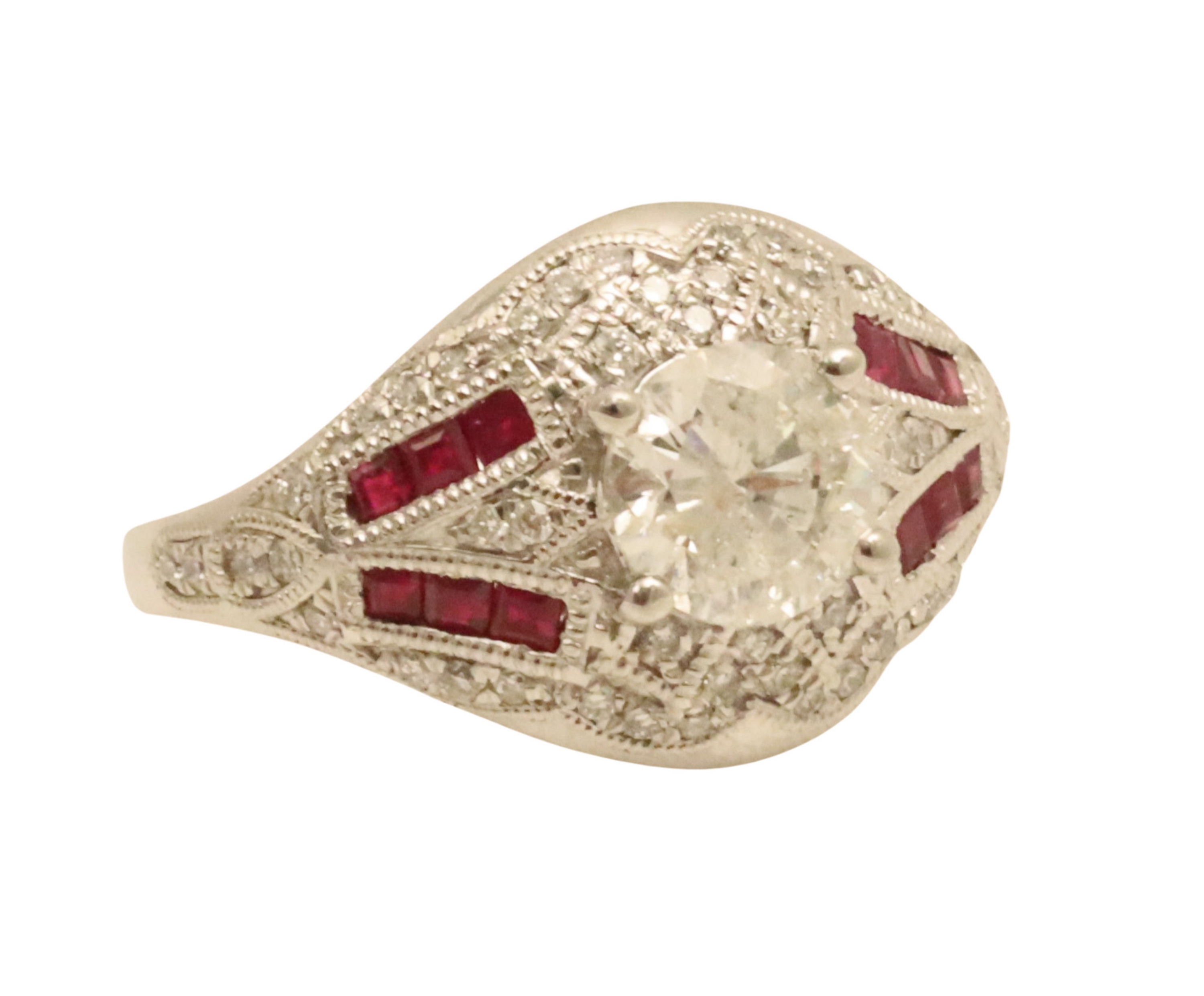 PLATINUM 1.02 CT DIAMOND & RUBY