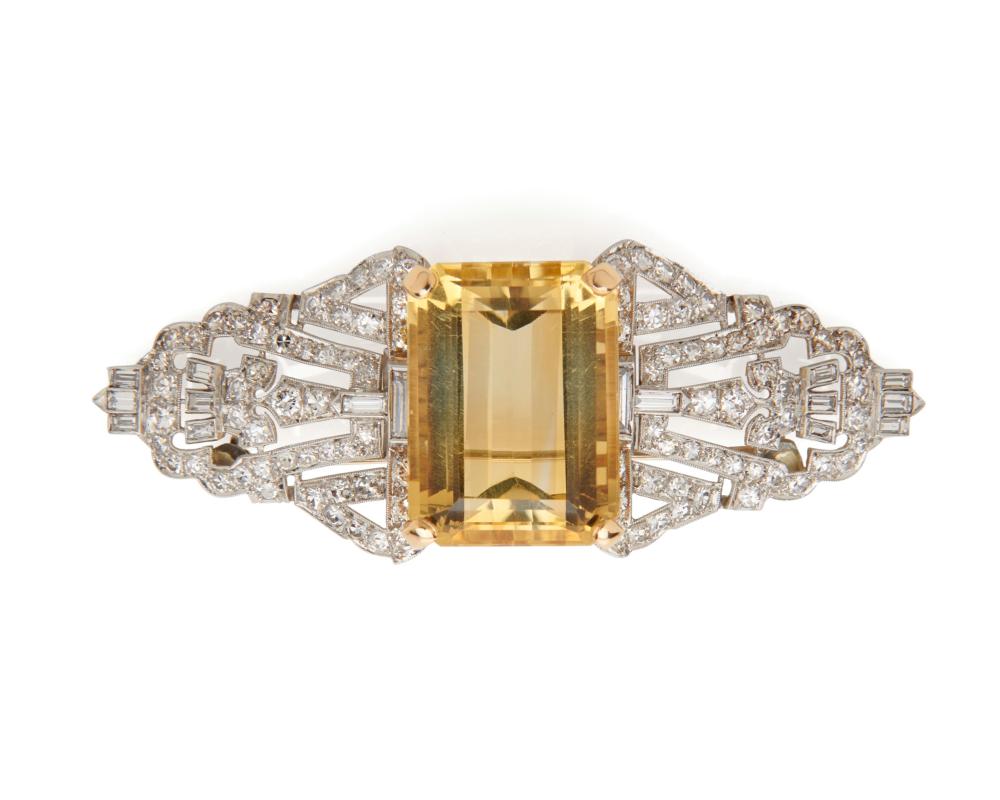 PLATINUM, 14K GOLD, CITRINE, AND