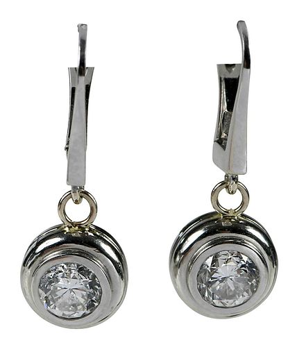 PLATINUM 14KT. DIAMOND EARRINGSeach