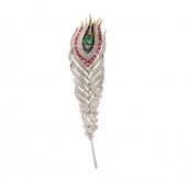 PLATINUM /18K DIAMOND, EMERALD
