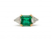 PLATINUM, 18K GOLD, EMERALD, A