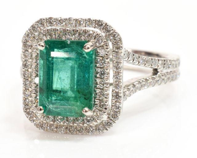 PLATINUM 2.20CT EMERALD & 0.64 CTTW