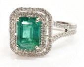 PLATINUM 2.20CT EMERALD & 0.64